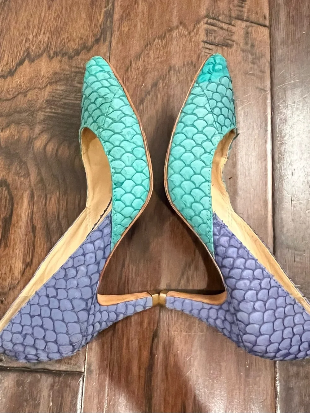Loeffler Randall Two-Tone Pointed Pumps in Teal and Lavender